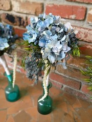 Four Pre-made Artificial Bridesmaids Bouquets Blue White