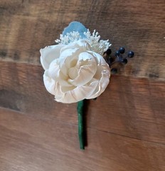 Dusty Blue Pink Sola Wood Cascade Bridal Bouquet Navy Blush Wedding Flowers