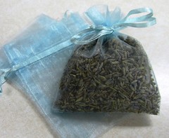 Set of 50 Lavender Sachets made with Light Blue Organza Bags