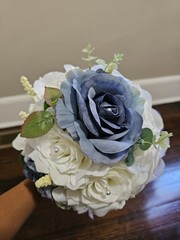 wedding bridal bouquet / ramo de novia “Nuestra Boda” written in Spanish