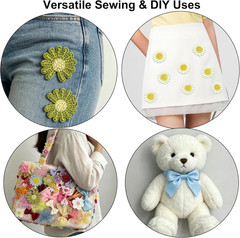 100 Pcs Satin & Organza Ribbon Bows Flower, Lace Patches Bead Appliques for Craf