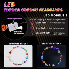 Enchanting 100 PCS Light Up Flower Crowns: Perfect for Parties & Celebrations