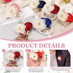 For roses, 6pcs apricot wrist flower bracelets