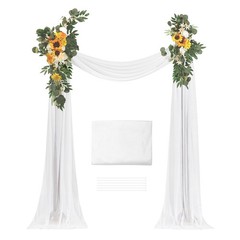 Uimoso Artificial Wedding Arch Flowers Kit Yellow With 2Pcs Flowers 1 Pcs Drapes