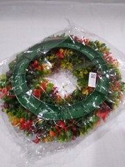 Duolala Wreaths for Front Door 16″ Artificial Flowers Green Autumn Colors NEW