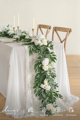 Ling’s Moment Flower Garland – 6FT Eucalyptus & Rose – Sweetheart Table Decor…