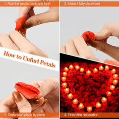 KOABY 2000Pcs Red Artificial Rose Petals with 24Pcs Red LED Tea Lights Kit, for