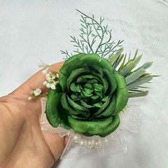 Prom Wedding Rose Wrist Corsage & Boutonniere Set, Bride Hand Flower for