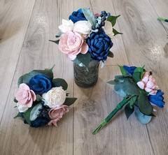 Pink Navy Blue Wedding Centerpieces for Jars Sola Wood Flower Bouquets Shower