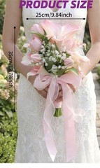 HX-HONGYANG Artificial Pink Calla Lily Wedding Bridal Bouquet 35x25cm