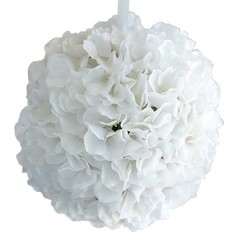 4 White Hydrangea 7″ wide Kissing Balls Wedding Party Bouquets Centerpieces