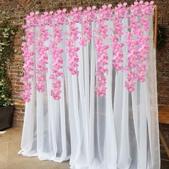 CITYES 2 Pcs Artificial Cherry Blossom Flower Vines Pink-2