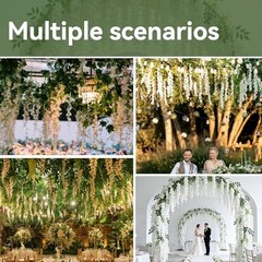 25Pcs Wisteria Hanging Flowers,3.6 Feet/Piece White 43.2 Inch White-25pcs