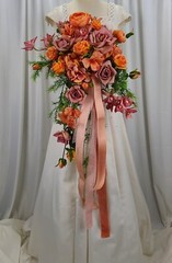Orchid Rose Garden Faux Silk Cascade Wedding Bouquet