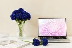 12 Pcs Artificial Chrysanthemums Flowers Ball Flower Fake Mums 12 Pieces Blue
