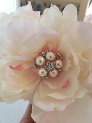 9” Wedding Brooch Bouquet Rhinestone Gem Bridal Satin Rose Peonies Flower Faux