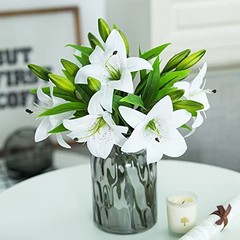 Pcs Artificial Tiger Lily Real Touch Easter Lily Fake Spring Flowers 8 White