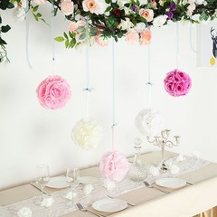 2 CREAM 7″ Silk Roses Flowers Kissing Balls Wedding Party Events Centerpieces