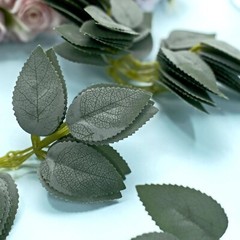 100 Frosted Green Faux Bulk ROSE LEAVES Artificial Greenery Party Decorations