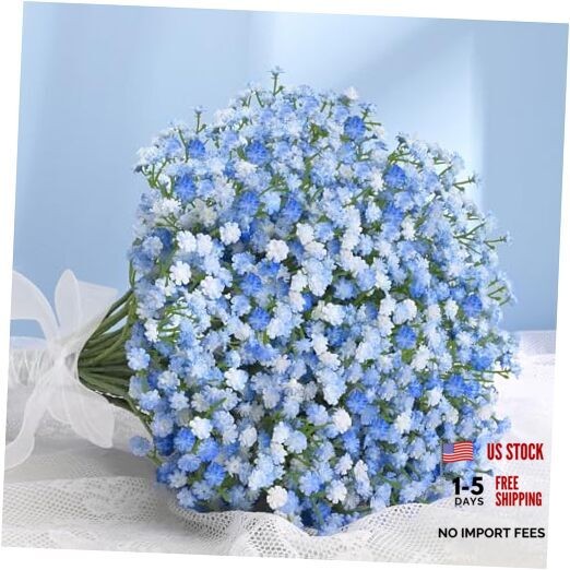 Babys Breath Artificial Flowers Long Stem Baby Breath Flowers 12 Pcs Blue