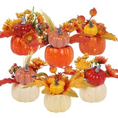 winemana Fall Decorations for Home – Set of 6 Artificial Pumpkins Mixed-4