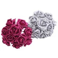 10pcs 6.5cm Artificial Glitter Rose Flower Bouquet DIY Wedding Party Prom Decor
