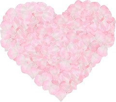 Versatile 1000 Artificial Silk Rose Petals in Light Pink & White for Events
