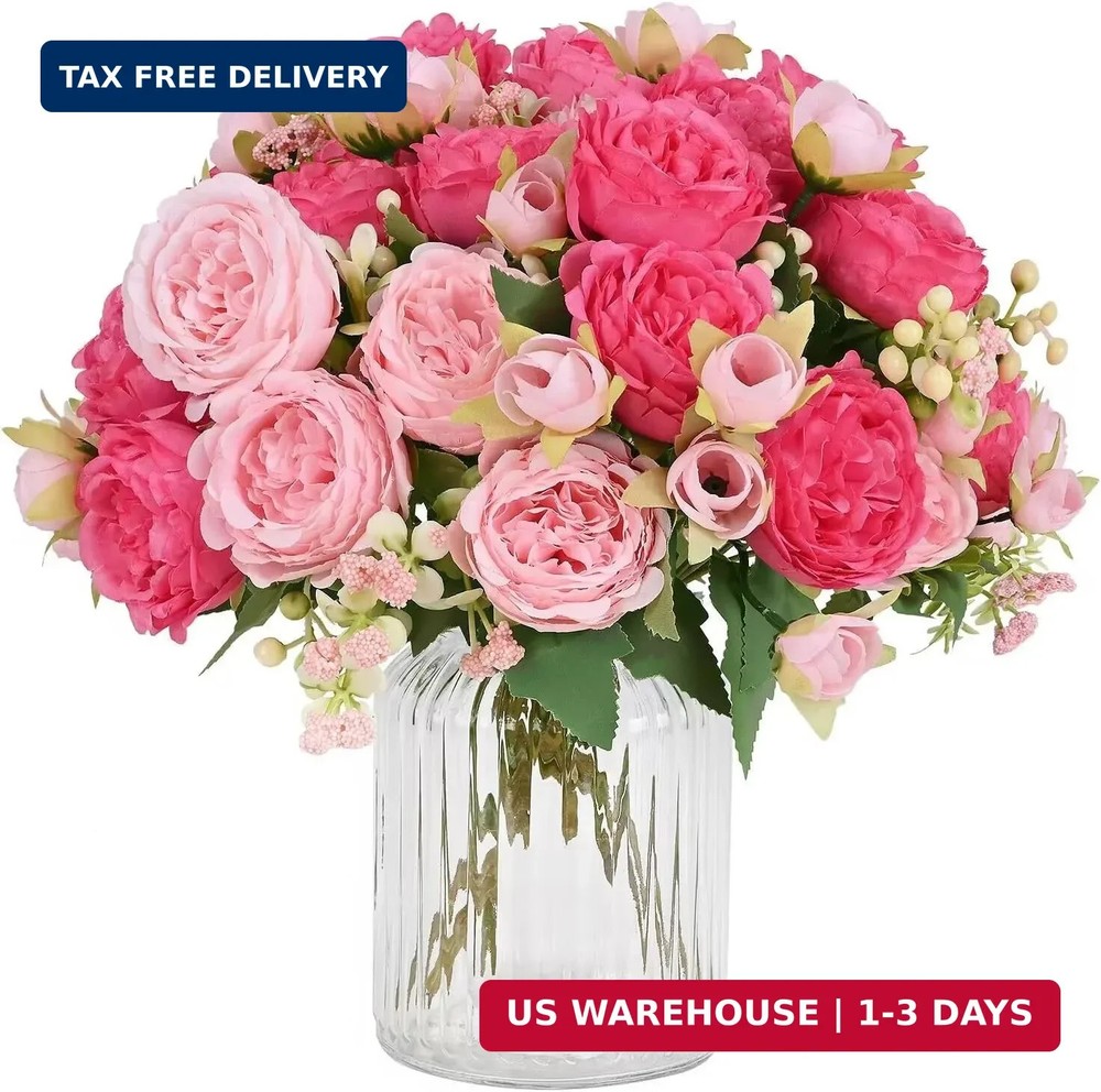 MARTINE MALL 4 Packs Peonies Artificial Flowers, Mixed Pink Artificial Peonies,