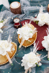 1 Pc Sinlge Ivory White Boutonniere for Men for Wedding Groom Groomsmen Cream Ar