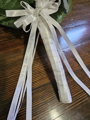 wedding bridal bouquet / ramo de novia “Nuestra Boda” written in Spanish