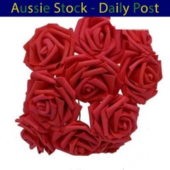 Artificial Flowers with Stems Foam Rose Fake Bride Bouquet Wedding 7cm 20pcs