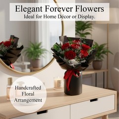 TUCCI FLORAL-Preserved Real Red Roses Bouquet, Forever Flowers with