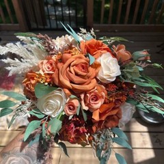 Fall Rustic Wedding bouquet/Bridal bridesmaid bouquet/Burnt Rose bouquet
