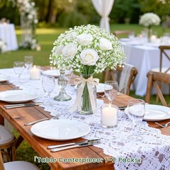 24PCS White Babys Breath Artificial Flowers,11” Elegant Faux 24-Baby Breath