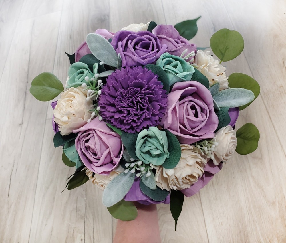 Lavender & Sage Bridal Bouquet Sola Wood Bridesmaid Flowers Eucalyptus Wedding