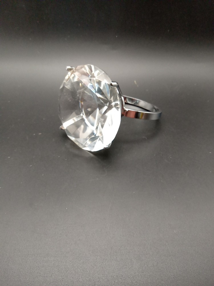 Huge Diamond Ring Paperweight Marriage Proposal Announcement Desk Crystal Gag
