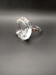 Huge Diamond Ring Paperweight Marriage Proposal Announcement Desk Crystal Gag