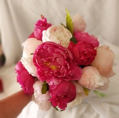 Custom Beautiful And Made White, pink Dark Pink Peonies Bridal Wedding Bouquet