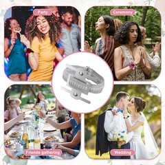 24 Pcs Corsage Wristlet Band Aluminum Wrist Corsage Bracelets Bands Silver