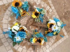 Wedding flowers bridal bouquets decoration sunflowers lavender teals