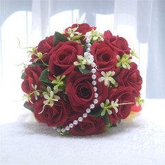 Life Like Artificial Rose Flower Bridal Handheld Bouquet Silk Flower for Wedding