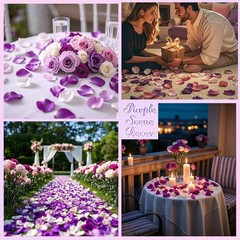 180 real purple-white rose petals, suitable for wedding flower girls to scatter