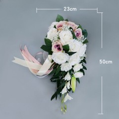 Bridal Bouquet Silk Flower Artificial Rose Drop Shape Bridesmaid Decor Chic Cute