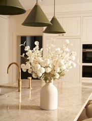 Artificial Kiku Flower White – 5 Pcs Fake Pompon Mums Silk Small Off White