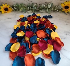 Teal, Burgundy Rust Yellow Sunflower Fall Wedding Decor Flower Petals I Do BBQ