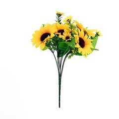 2 Yellow 13″ tall Faux Silk Sunflower Bouquets Wedding Party Events Decorations