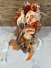 Wedding Bridal Floral Bouquet Real Touch Silk Orange Terracotta Flower 11″