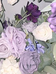 Ling’s Moment Eucalyptus Garland with Flowers, 6FT Wedding Table Decor, Purple