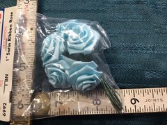 New – Light Blue Roses Satin Ribbon Wedding DIY Craft – Set of 6