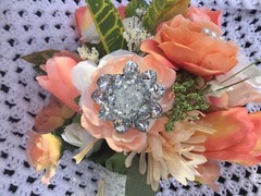 Wedding flowers bridal Bouquet Package Corals And Sunflowers 8 Bouquet